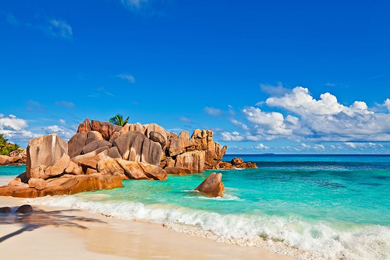 Anse Lazio beach at Praslin island, Seychelles - 128142053