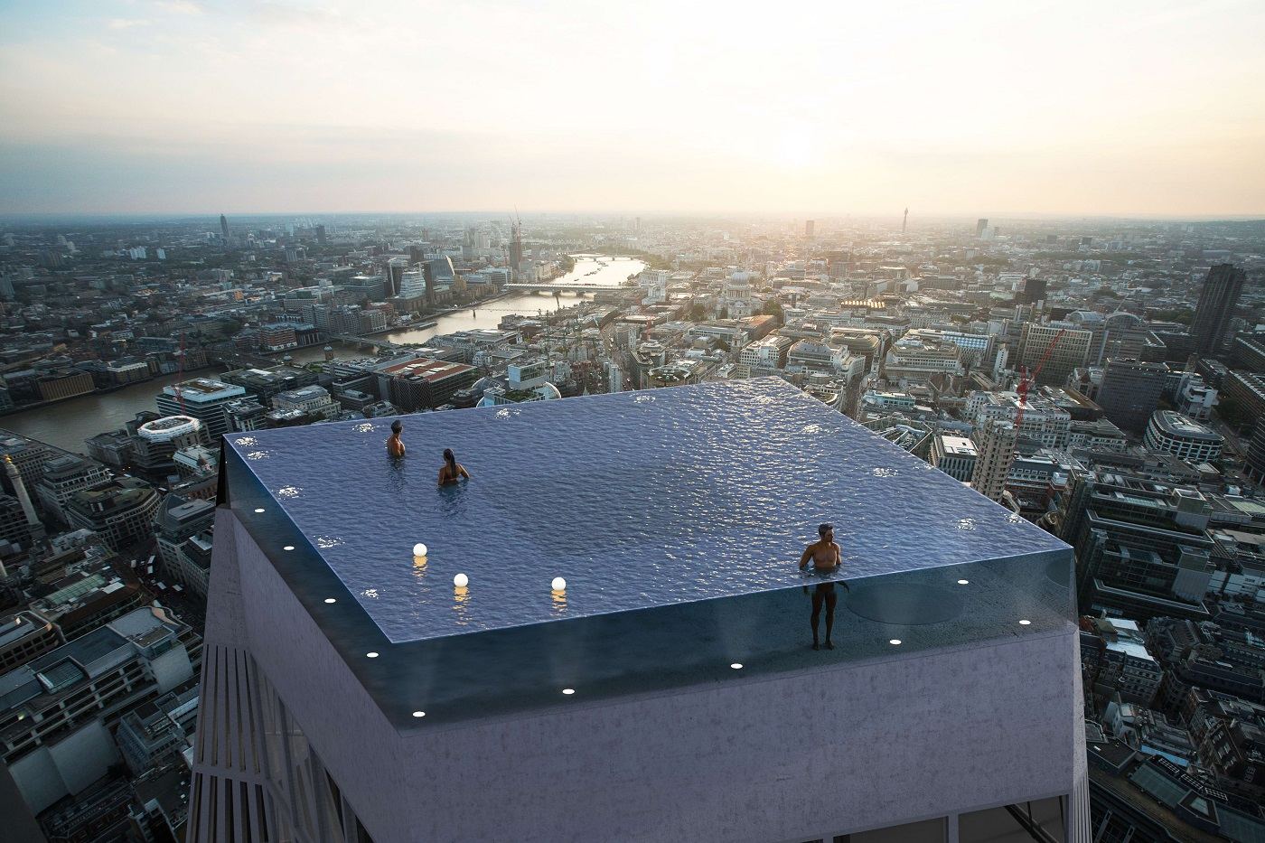 Piscina com borda infinita será inaugurada no topo de prédio em Londres
