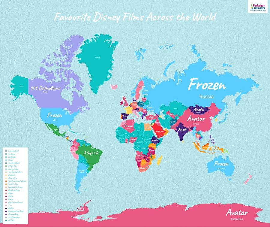 Mapa mostra qual o filme favorito da Disney de cada país