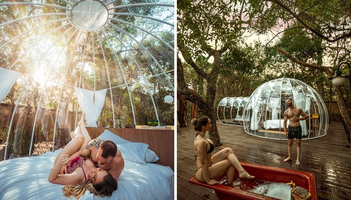 Hotel no interior de São Paulo oferece bolha transparente para dormir sob as estrelas