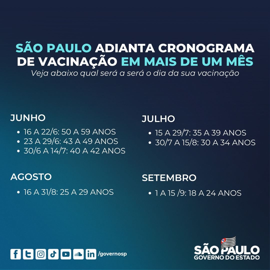 Novo calendário de vacina de SP