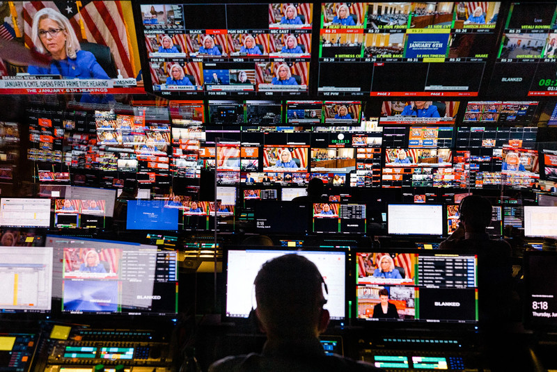Sala de controle no estúdio da MSNBC