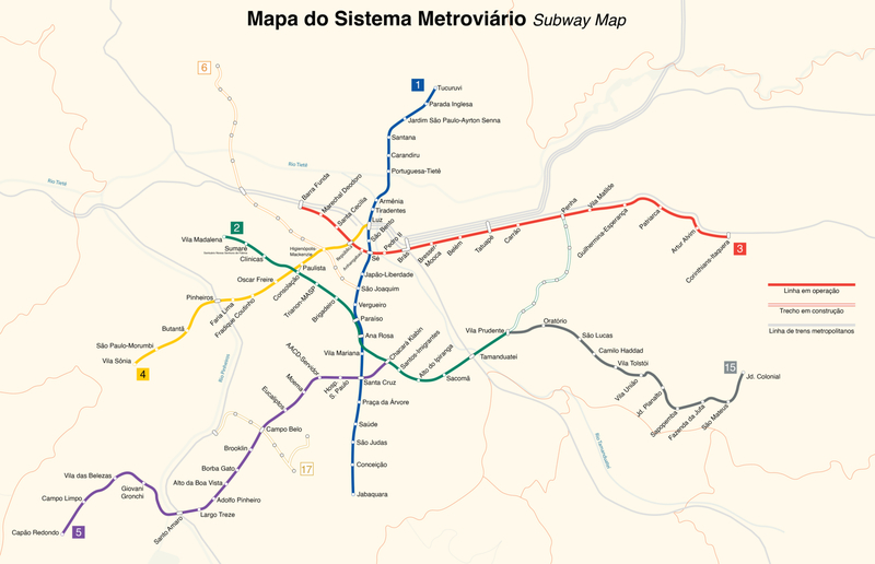 Mapa do metropolitano de São Paulo