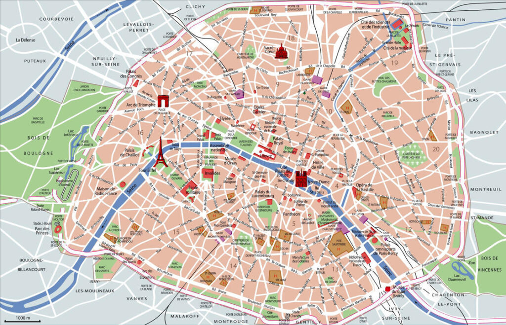 mapa dos bairros de paris