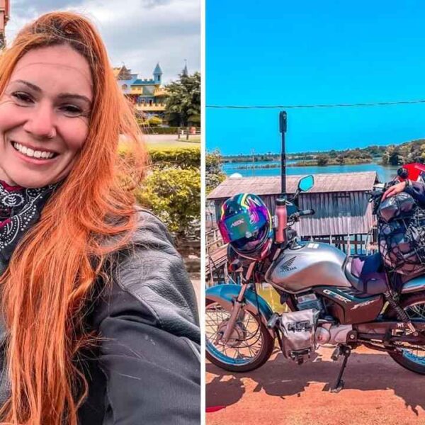 Brasileira está há 12 anos viajando o país de moto sozinha