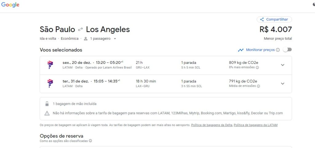 Google Flights permite monitorar preços