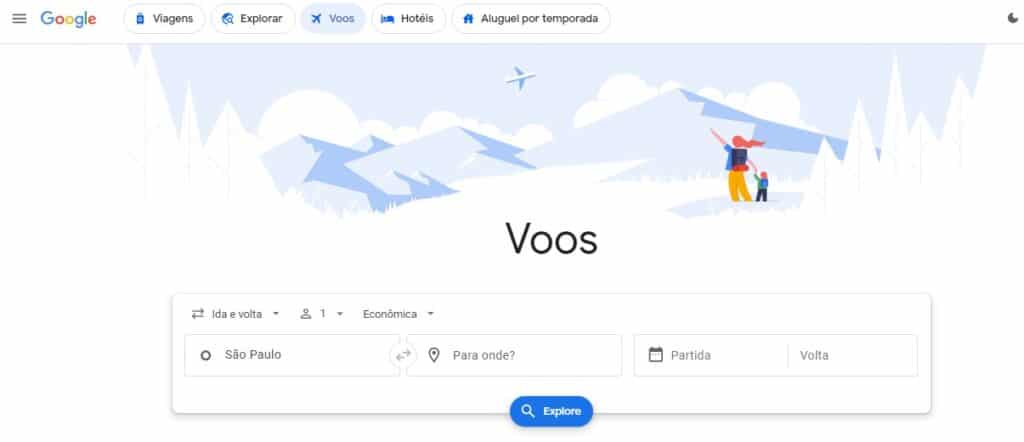 Google Flights - plataforma para achar voos baratos