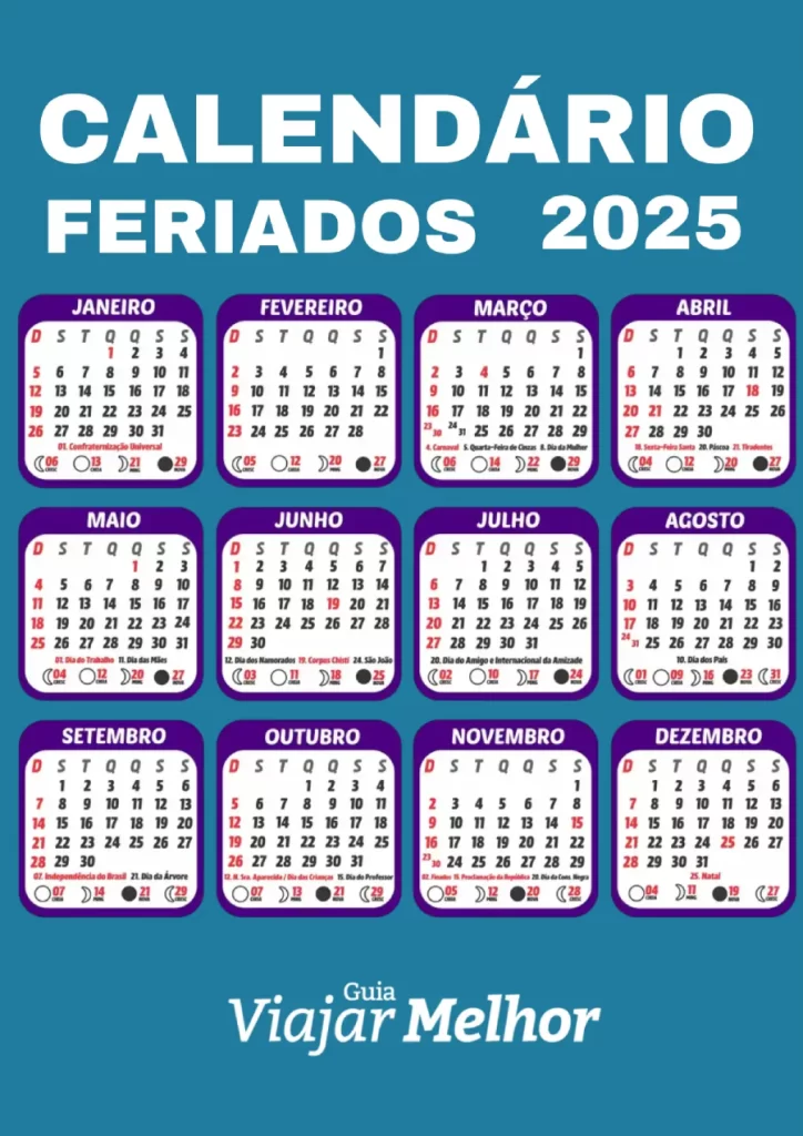 Calendário de feriados em 2025