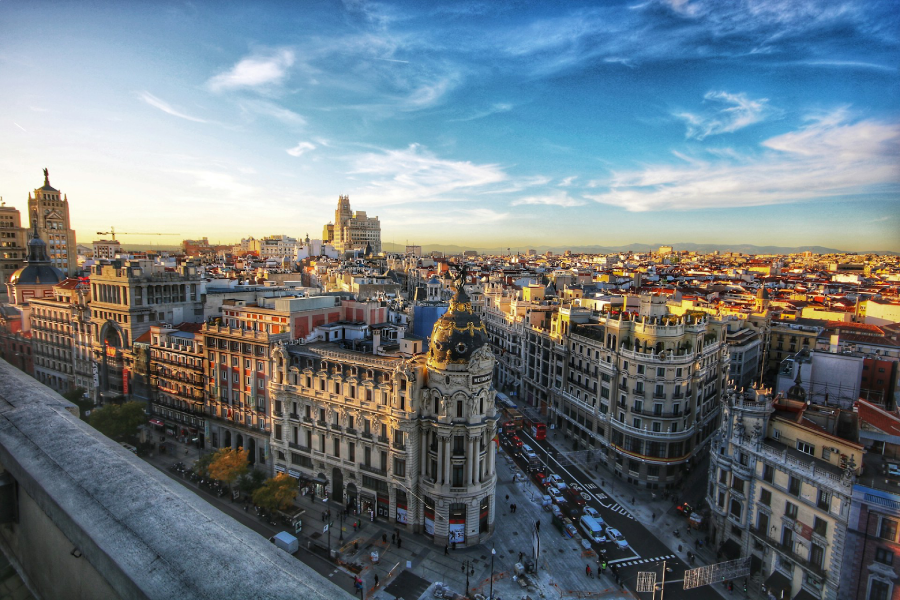 Vista aérea panorâmica do centro de Madrid, Espanha